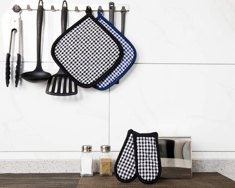 Bestjoy 5 PCS Pot Holders for Kitchen, Cotton Potholers with Great Heat Resistance, Hot Pads, Trivets for Cooking and Baking Black - Image 2